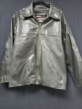 Global Identity Jim Beam Black Leather Multi Pocket Mens Jacket Size Large